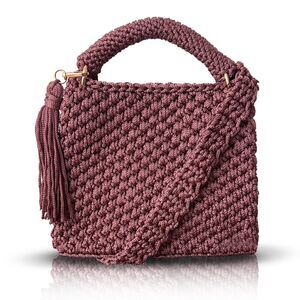 2282 Handmade Crochet Shoulder Bag – Boho Knit Crossbody Purse with Tassel